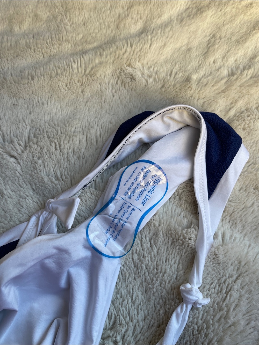 Trina Turk White & Navy Tie-Side Bikini Bottom - Women Swim Size 10 - Picture 3 of 3